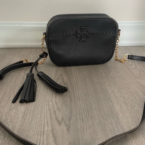 Tory Burch Handbags - Tory Burch Black Crossbody with Tassel and Gold Hardware
